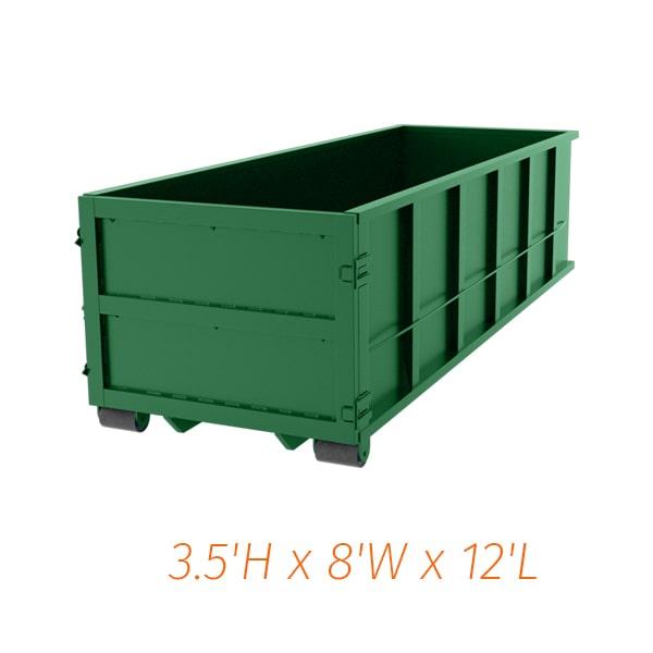 ten-yard dumpsters can be delivered and picked up at the customer's location